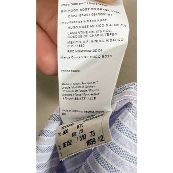 Hugo Boss Regular Fit Striped Button Up Long Sleeve Dress Shirt Men Size XL Purp - Picture 4 of 11